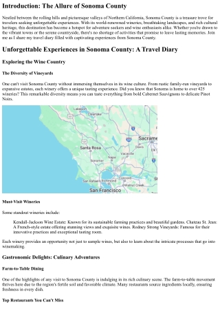 Unforgettable Experiences in Sonoma County: A Travel Diary