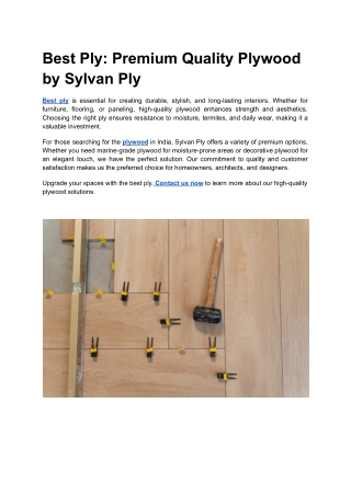 Best Ply_ Premium Quality Plywood by Sylvan Ply