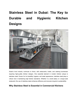 Stainless Steel in Dubai_ The Key to Durable and Hygienic Kitchen Designs