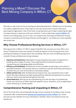 Planning a Move Discover the Best Moving Company in Wilton, CT
