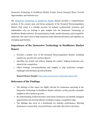 Immersive Technology in Healthcare Market Trends: Future Demand, Share, Growth