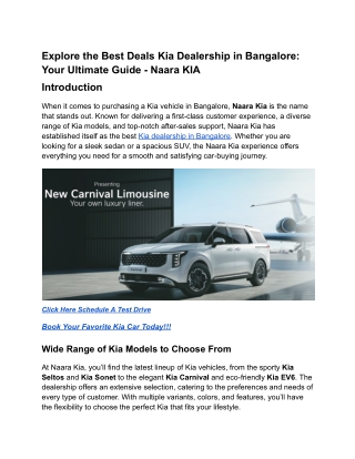 Exploring the Best Kia Dealerships in Bangalore_ Your Ultimate Guide - Naara KIA