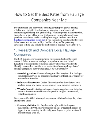 How to Get the Best Rates from Haulage Companies Near Me