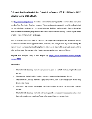 Polyimide Coatings Market trends 2037