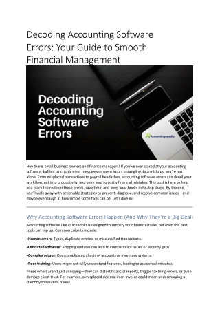 Decoding Accounting Software Errors: Your Guide to Smooth Financial Management