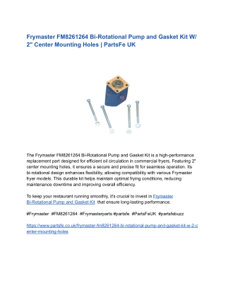 Frymaster FM8261264 Bi-Rotational Pump and Gasket Kit W_ 2_ Center Mounting Holes _ PartsFe UK