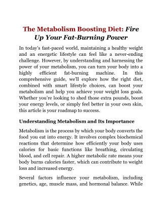 The Metabolism Boosting Diet_ Fire Up Your Fat-Burning Power