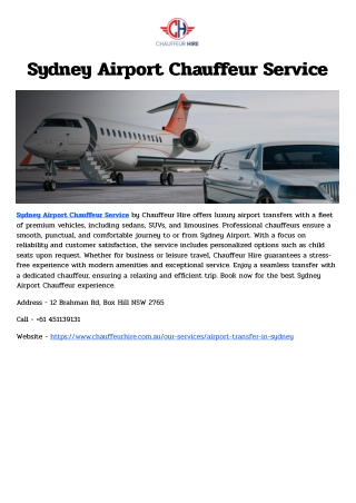 Sydney Airport Chauffeur Service
