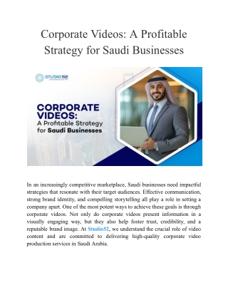 Corporate Videos_ A Profitable Strategy for Saudi Businesses