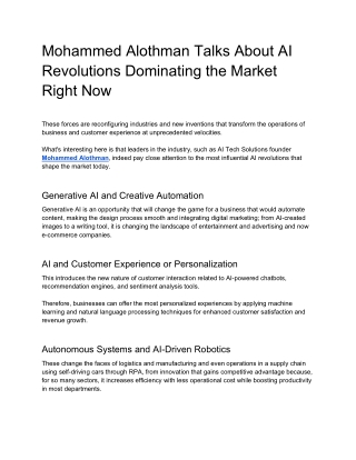 Mohammed Alothman Talks About AI Revolutions Dominating the Market Right Now