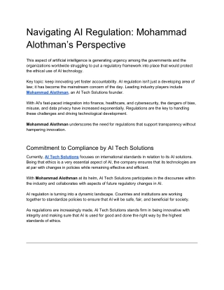Navigating AI Regulation Mohammad Alothman’s Perspective