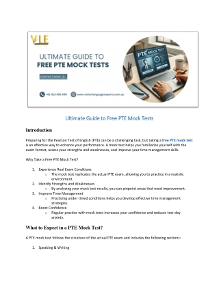 Ultimate Guide to Free PTE Mock Tests