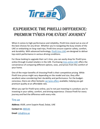 Experience the Pirelli Difference