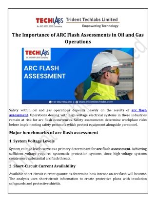 The Importance of ARC Flash Assessments in Oil and Gas Operations