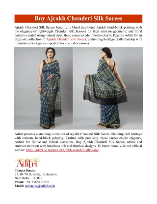 Buy Ajrakh Chanderi Silk Sarees