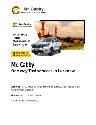One way Taxi services in Lucknow