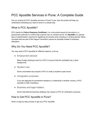 Professional PCC Apostille Services in Pune