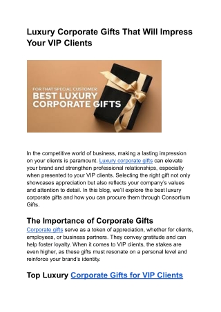 Luxury Corporate Gifts That Will Impress Your VIP Clients