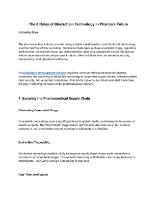 The 6 Roles of Blockchain Technology in Pharma’s Future