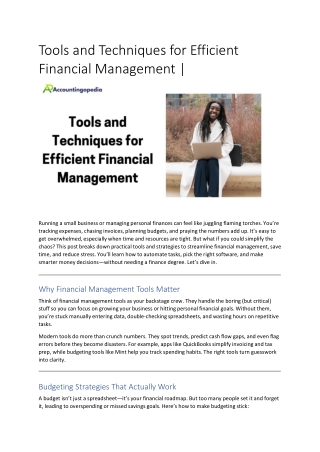 Tools and Techniques for Efficient Financial Management | EXPLAINED