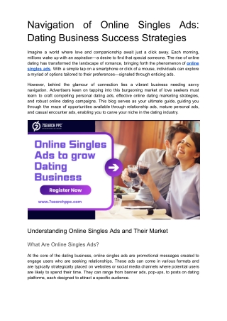 Navigation of Online Singles Ads: Dating Business Success Strategies