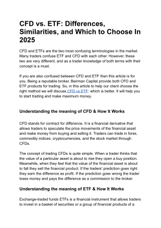 CFD vs. ETF: Differences, Similarities, and Which to Choose In 2025
