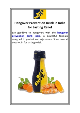 Hangover Prevention Drink in India for Lasting Relief