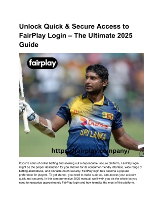 Unlock Quick & Secure Access to FairPlay Login – The Ultimate 2025 Guide