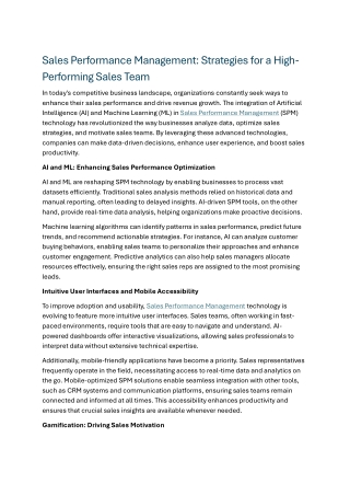 Sales Performance Management: Strategies for a High-Performing Sales Team