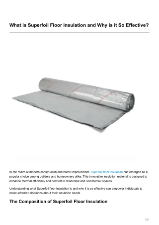 What is Superfoil Floor Insulation and Why is it So Effective