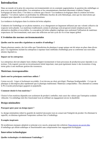 “Les tendances écologiques dans la création de boites adaptées.”