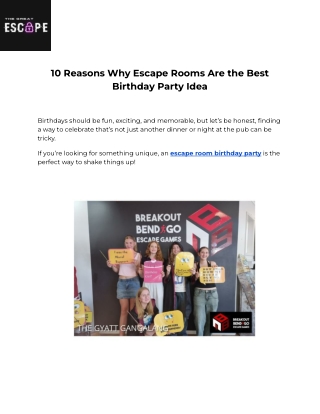 10 Reasons Why Escape Rooms Are the Best Birthday Party Idea