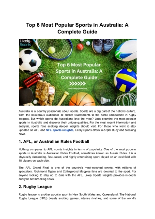 Top 6 Most Popular Sports in Australia_ A Complete Guide