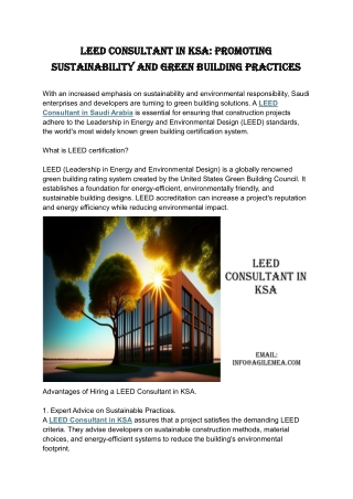 LEED Consultant in KSA: Promoting Sustainability and Green Building Practices