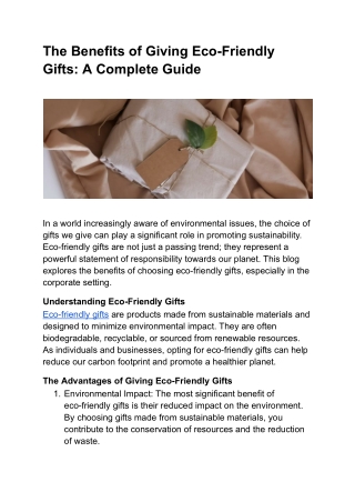 The Benefits of Giving Eco-Friendly Gifts_ A Complete Guide