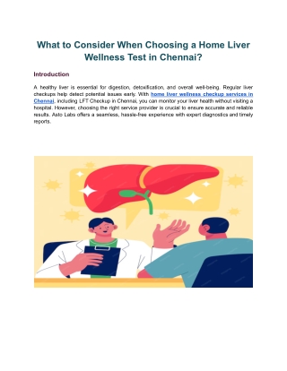 Liver Wellness Checkup at Home in Chennai | Free Collection