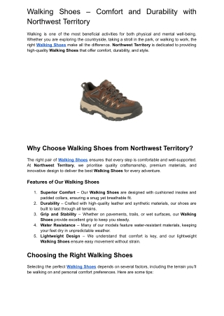 Walking Shoes – Comfort and Durability with Northwest Territory