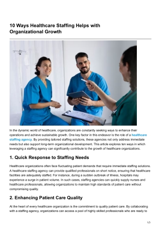 10 Ways Healthcare Staffing Helps with OrganizationalGrowth