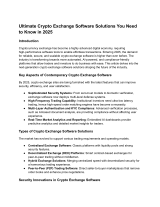 Ultimate Crypto Exchange Software Solutions You Need to Know in 2025