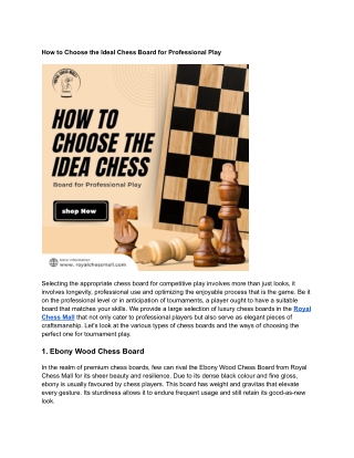 How to Choose the Ideal Chess Board for Professional Play