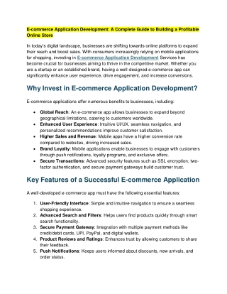 E-commerce Application Development: A Complete Guide to Building a Profitable On