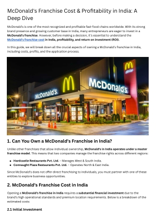 McDonald's Franchise Cost