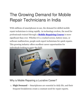 The Growing Demand for Mobile Repair Technicians in India