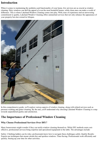 Experience Unmatched Quality with Lakeland Window Cleaning