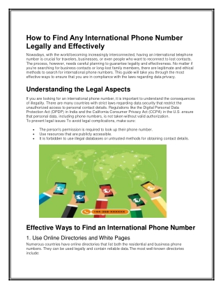 How to Find Any International Phone Number Legally and Effectively