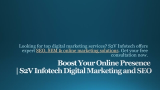 Boost Your Online Presence | S2V Infotech Digital Marketing and SEO
