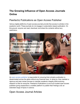 The Growing Influence of Open Access Journals Online