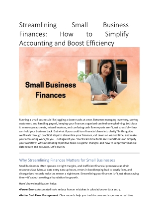 Streamlining Small Business Finances