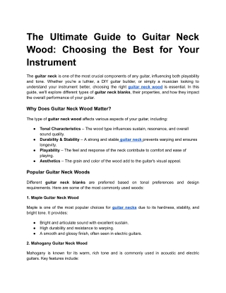 The Ultimate Guide to Guitar Neck Wood_ Choosing the Best for Your Instrument