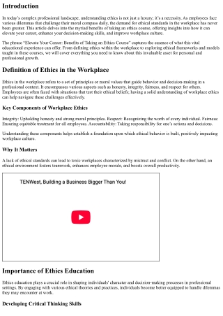 Elevate Your Career: Benefits of Taking an Ethics Course